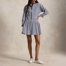 Pony Logo Stiped Mini Shirt Dress