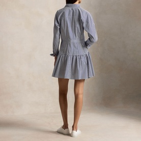 Pony Logo Stiped Mini Shirt Dress