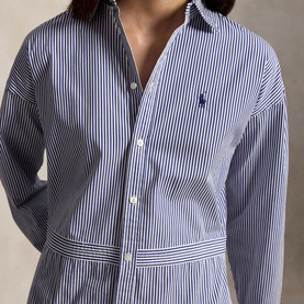 Pony Logo Stiped Mini Shirt Dress