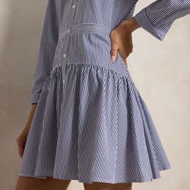 Pony Logo Stiped Mini Shirt Dress