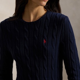 Pony Logo Cable Knit Flared Dress