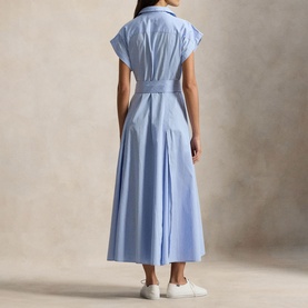 Striped Belted Shirt Dress