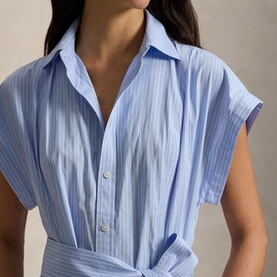 Striped Belted Shirt Dress