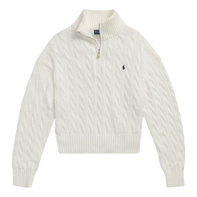 Pony Logo Cable Knit Zip Sweater