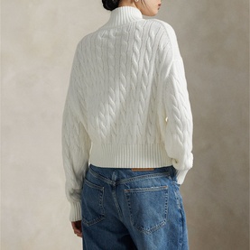 Pony Logo Cable Knit Zip Sweater