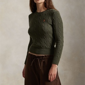 Polo Player Logo Cable Knit Sweater