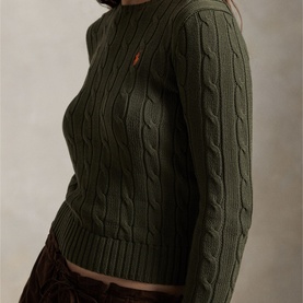Polo Player Logo Cable Knit Sweater