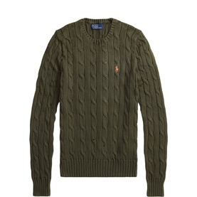Polo Player Logo Cable Knit Sweater