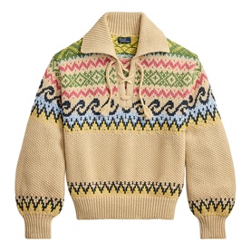 Fair Isle Lace-Up Sweater