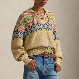 Fair Isle Lace-Up Sweater
