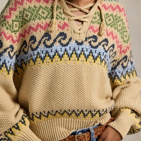 Fair Isle Lace-Up Sweater