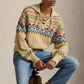 Fair Isle Lace-Up Sweater