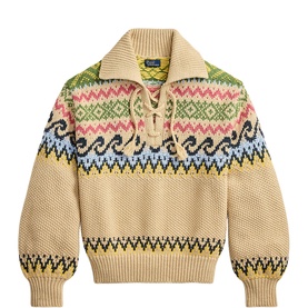 Fair Isle Lace-Up Sweater