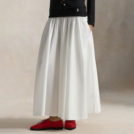 Pony Logo Contrast Waistband Flared Skirt