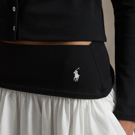 Pony Logo Contrast Waistband Flared Skirt
