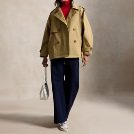 Double-Breasted Balloon Trench Jacket