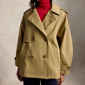 Double-Breasted Balloon Trench Jacket