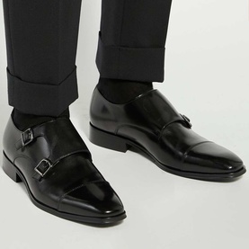 Solutions Toe Cap Double Monk Shoes