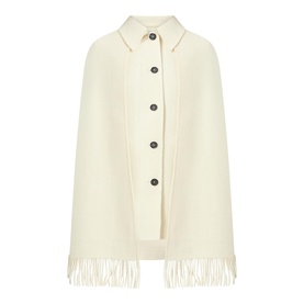 Boucl&eacute; Fringed Cape Jacket