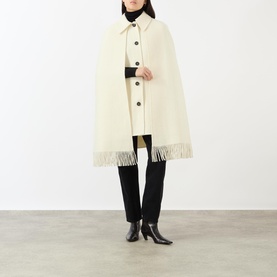 Boucl&eacute; Fringed Cape Jacket