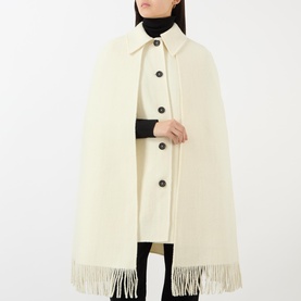 Boucl&eacute; Fringed Cape Jacket