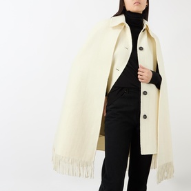 Boucl&eacute; Fringed Cape Jacket