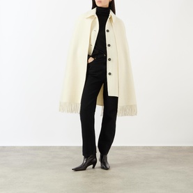 Boucl&eacute; Fringed Cape Jacket