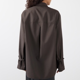 Tie-Cuff Wool Shirt