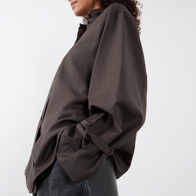 Tie-Cuff Wool Shirt