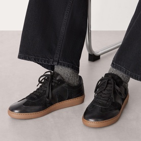 Suede Leather Mix Lace-Up Trainers