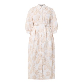 Embroidered Belted Shirt Dress