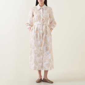 Embroidered Belted Shirt Dress