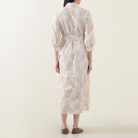 Embroidered Belted Shirt Dress