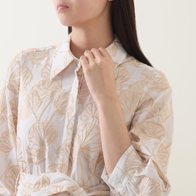 Embroidered Belted Shirt Dress