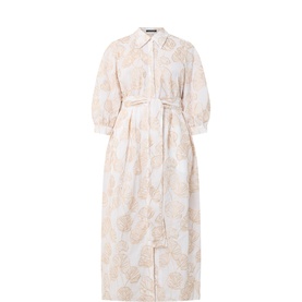 Embroidered Belted Shirt Dress