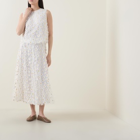 Embroidered Daisy Tulle Skirt