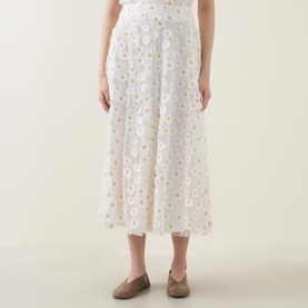 Embroidered Daisy Tulle Skirt