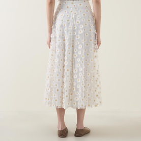 Embroidered Daisy Tulle Skirt