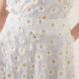 Embroidered Daisy Tulle Skirt