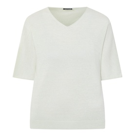 Ribbed Trim Linen Sweater