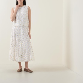 Embroidered Daisy Tulle Top