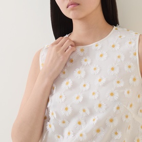 Embroidered Daisy Tulle Top