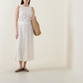 Embroidered Daisy Tulle Top