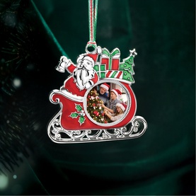 Santa On Sleigh Photo Frame Tree Decoration