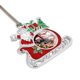 Santa On Sleigh Photo Frame Tree Decoration