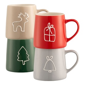 Christmas Doodles Set of Four Mugs