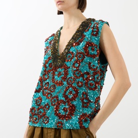 Floral Sequin Top
