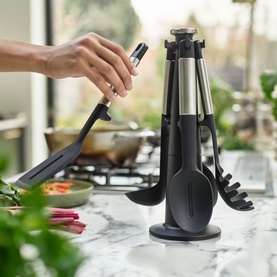 Elevate&trade; Stainless-steel Silicone Utensils Five-Piece Carousel Set