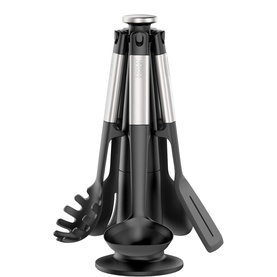 Elevate&trade; Stainless-steel Silicone Utensils Five-Piece Carousel Set