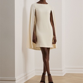 Cape Georgette Mini Cocktail Dress